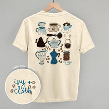 Load image into Gallery viewer, Blue &amp; Brown Coffee Doodles (Back Print)