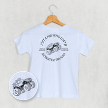 Load image into Gallery viewer, Just A Kid Who Loves Monster Trucks (Kids Back Print)