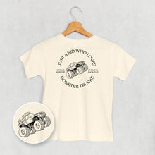 Load image into Gallery viewer, Just A Kid Who Loves Monster Trucks (Kids Back Print)