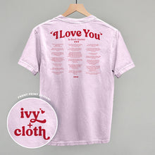 Load image into Gallery viewer, I Love You Book Quotes Back Print