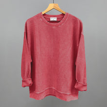 Load image into Gallery viewer, Red Oversized Corded Crew
