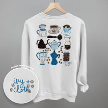Load image into Gallery viewer, Blue &amp; Brown Coffee Doodles (Back Print)