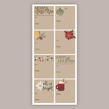 Load image into Gallery viewer, Neutral Christmas Holiday Tags (Sticker Sheet)