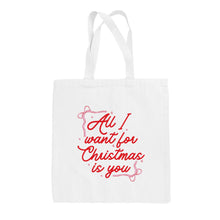 Load image into Gallery viewer, All I Want For Christmas Is You Bows Tote Bag