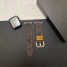 Load image into Gallery viewer, Leather Coach Apple Watch Band Dark brown-YHK244221710