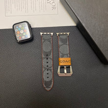 Load image into Gallery viewer, Leather Coach Apple Watch Band Black-YHK244221710