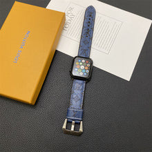 Load image into Gallery viewer, Leather Monogram Apple Watch Bands Leather Blue-YH24422