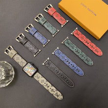 Load image into Gallery viewer, Leather Monogram Apple Watch Bands Leather Blue-YH24422