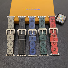 Load image into Gallery viewer, Leather Monogram Apple Watch Bands Leather Blue-YH24422