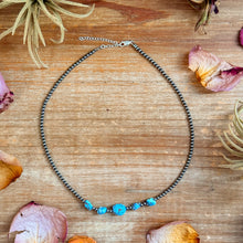 Load image into Gallery viewer, Golden Hills Turquoise &amp; Sterling Silver Pearl Necklace – 16 Inch