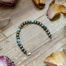 Load image into Gallery viewer, Sterling Silver &amp; Larimar Bracelet  – 6 mm Beads