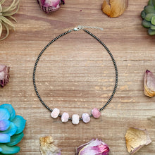 Load image into Gallery viewer, Pink Opal &amp; 3mm Sterling Silver Pearl Necklace