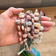 Load image into Gallery viewer, Pink Opal &amp; 3mm Sterling Silver Pearl Necklace