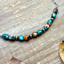 Load image into Gallery viewer, Turquoise &amp; Spiny Oyster Pearl Necklace 16 inch