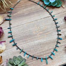 Load image into Gallery viewer, Sterling Silver Pearl &amp; Long Blue Turquoise Necklace – 25”