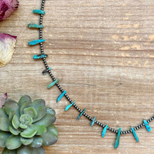 Load image into Gallery viewer, Sterling Silver Pearl &amp; Long Blue Turquoise Necklace – 25”