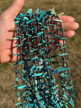 Load image into Gallery viewer, Sterling Silver Pearl &amp; Long Blue Turquoise Necklace – 25”