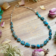 Load image into Gallery viewer, Blue Turquoise Nugget &amp; Shell Necklace – 26”