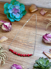 Load image into Gallery viewer, Silver-Plated Paperclip Chain Necklace with Dyed Coral &amp; Hematite – 15”