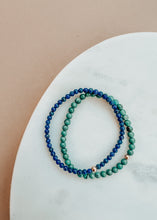 Load image into Gallery viewer, Lapis Lazuli + 14K Gold Filled Beaded Stretch Bracelet