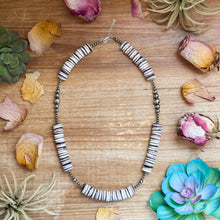 Load image into Gallery viewer, 19.5” Wampum Shell Necklace – 3–8mm Sterling Silver Pearls