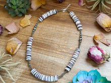 Load image into Gallery viewer, 19.5” Wampum Shell Necklace – 3–8mm Sterling Silver Pearls
