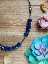 Load image into Gallery viewer, Sterling Silver Pearl &amp; Lapis Necklace – 20”