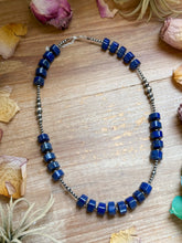 Load image into Gallery viewer, Sterling Silver Pearl &amp; Lapis Necklace – 20”