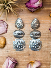 Load image into Gallery viewer, Sterling Silver Concho Dangle Earrings – Native Made by Rita Lee (Navajo Artist)
