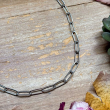 Load image into Gallery viewer, Silver Plated Paperclip Chain Choker – 14” + Extender