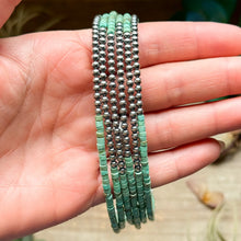 Load image into Gallery viewer, 3 mm Sterling Silver Pearls choker with magnesite green turquoise heishi - western jewelry