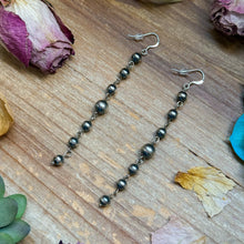Load image into Gallery viewer, All Sterling Silver Pearls earrings dangle simple on needle