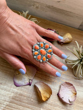 Load image into Gallery viewer, Sterling Silver Orange Spiny Oyster Cluster Ring – Size 9 – Artist Shay Pfeiffer