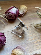 Load image into Gallery viewer, Sterling Silver Orange Spiny Oyster Mosaic Cluster Ring Size 7.5, Artist Shay Pfeiffer