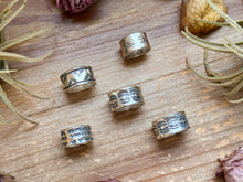 Load image into Gallery viewer, Sterling Silver Hand-Milled Wide Band “Poke the Bear” Stamped Ring – Size 5.5 – Handmade by Artist Jason Ogg