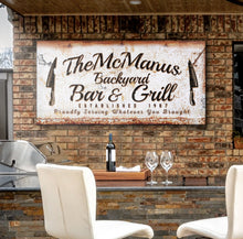 Load image into Gallery viewer, Backyard Bar &amp; Grill Sign IV