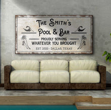 Load image into Gallery viewer, Personalized Rustic Pool Sign