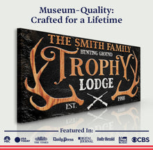 Load image into Gallery viewer, Family Hunting Trophy Lodge Sign