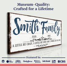 Load image into Gallery viewer, Custom Name Sign Canvas | Personalized Last Name Sign | Family A Little Bit Of Crazy Home Decor | Wedding Anniversary Gift | This is Us Sign (ETSY)