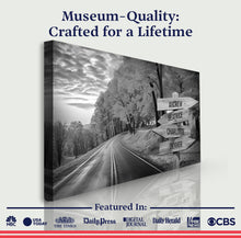 Load image into Gallery viewer, Family Names Monochrome Autumn Roads Sign