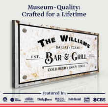 Load image into Gallery viewer, Bar and Grill Sign VIII