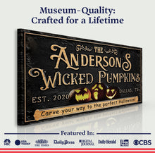 Load image into Gallery viewer, Personalized Wicked Pumpkins Halloween Sign