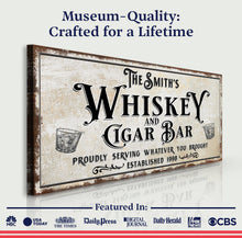 Load image into Gallery viewer, Personalized Whiskey and Cigar Bar Sign