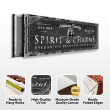 Load image into Gallery viewer, Black Cat’s Spirits &amp; Charms Bar Halloween Sign