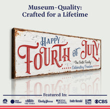 Load image into Gallery viewer, Happy 4th Of July Personalized Canvas Decor | Independence Day Canvas Home Wall Art | Red White And Blue Canvas | Living Room Wall Decor
