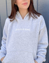 Load image into Gallery viewer, Jesus Is King Heather Grey Unisex Hoodie