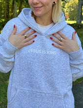 Load image into Gallery viewer, Jesus Is King Heather Grey Unisex Hoodie