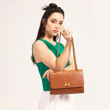 Load image into Gallery viewer, Loyal West Savi Small Embossed &amp; Grained Leather Bag - Amber Glow
