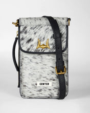 Load image into Gallery viewer, Loyal West SHELL PHONE BAG IN BLACK AND WHITE COWHIDE