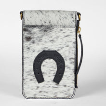 Load image into Gallery viewer, Loyal West SHELL PHONE BAG IN BLACK AND WHITE COWHIDE